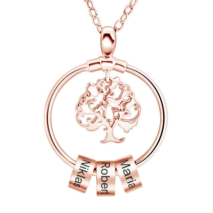 Collana Albero della Vita Personalizzata con Nomi Acciaio
