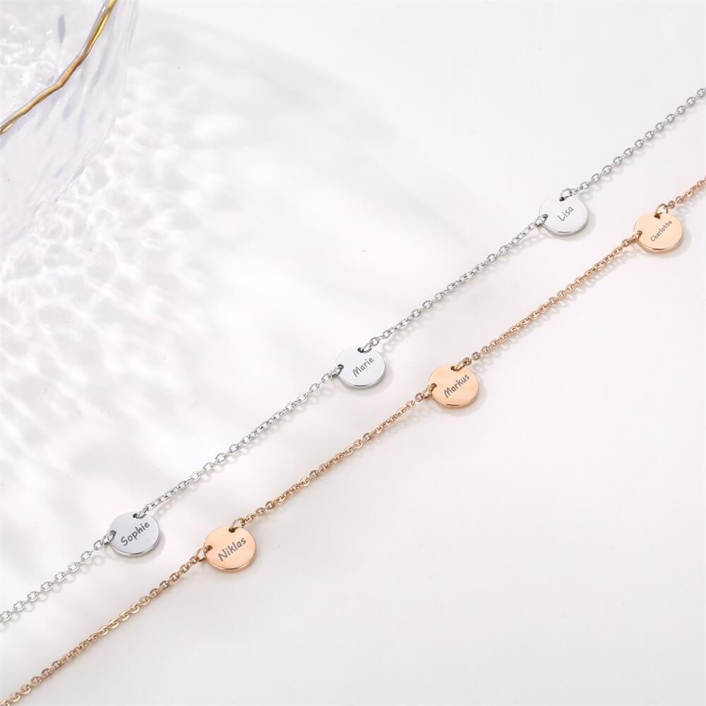 Collana Personalizzata 3 Ciondoli Incisi Acciaio Oro Argento