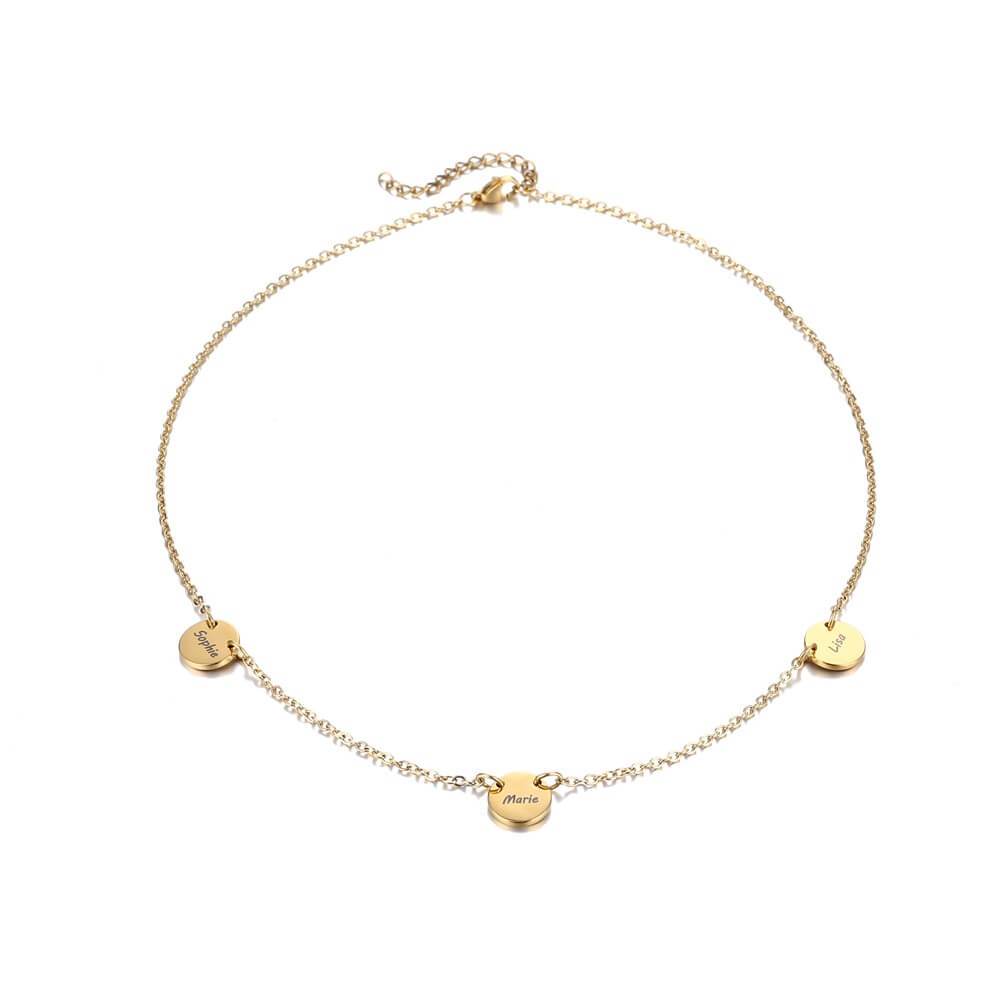 Collana Personalizzata 3 Ciondoli Incisi Acciaio Oro Argento