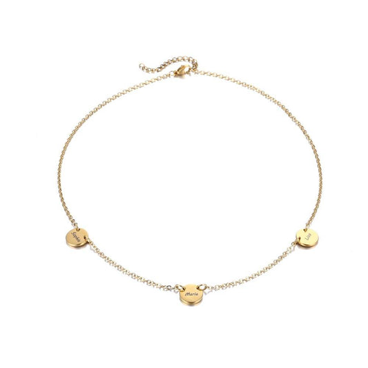 Collana Personalizzata 3 Ciondoli Incisi Acciaio Oro Argento