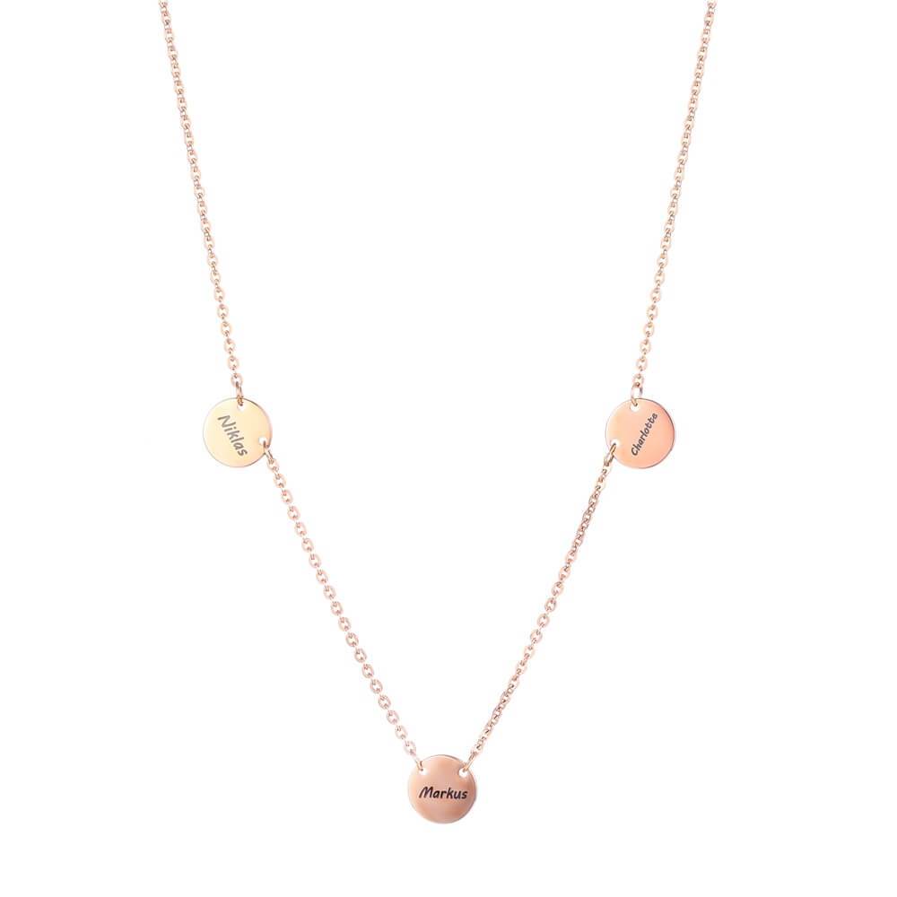 Collana Personalizzata 3 Ciondoli Incisi Acciaio Oro Argento