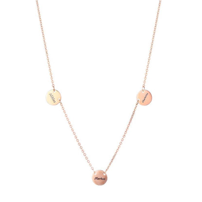 Collana Personalizzata 3 Ciondoli Incisi Acciaio Oro Argento