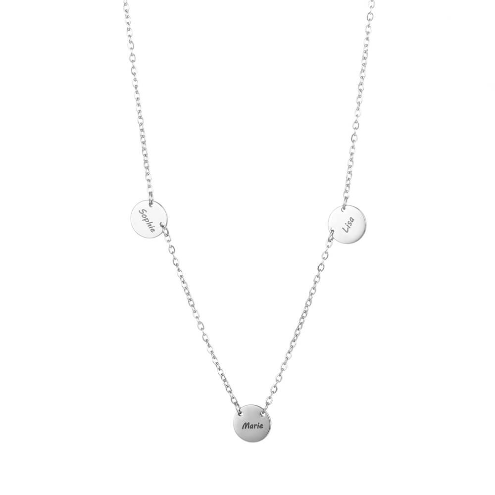 Collana Personalizzata 3 Ciondoli Incisi Acciaio Oro Argento