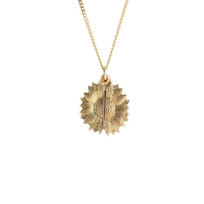 Collana con Foto Girasole Incisa, Messaggio Segreto Oro/Argento