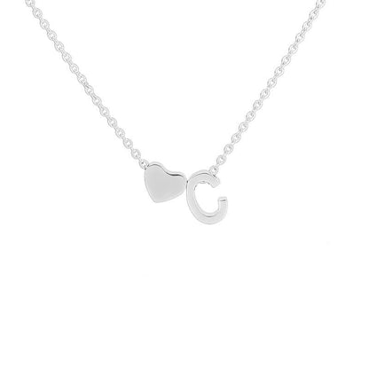 Collana con Iniziale e Cuore Personalizzabile Oro Argento