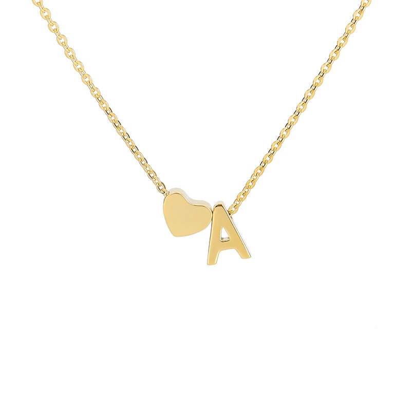 Collana con Iniziale e Cuore Personalizzabile Oro Argento