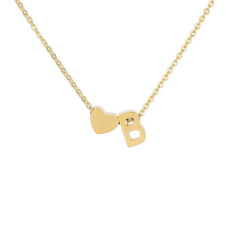 Collana con Iniziale e Cuore Personalizzabile Oro Argento