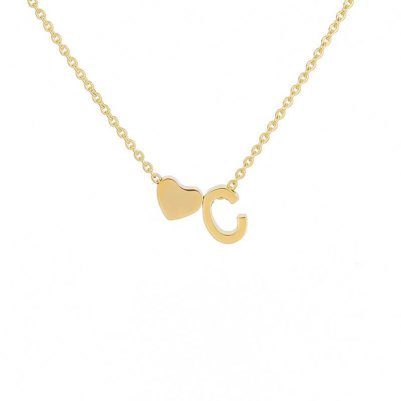 Collana con Iniziale e Cuore Personalizzabile Oro Argento