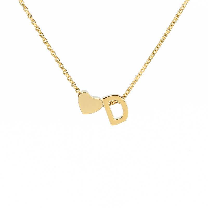Collana con Iniziale e Cuore Personalizzabile Oro Argento