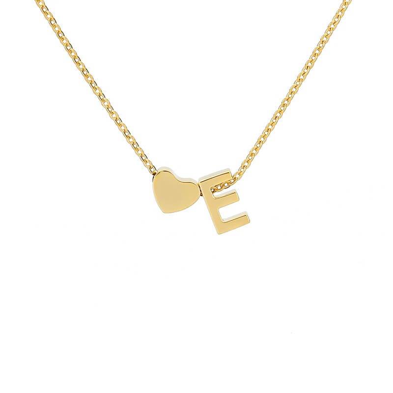 Collana con Iniziale e Cuore Personalizzabile Oro Argento