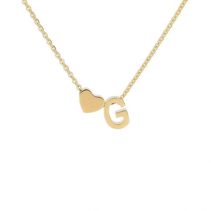 Collana con Iniziale e Cuore Personalizzabile Oro Argento