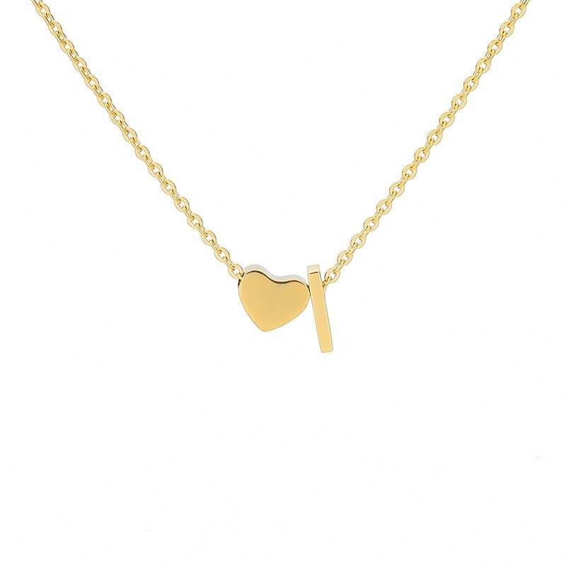 Collana con Iniziale e Cuore Personalizzabile Oro Argento