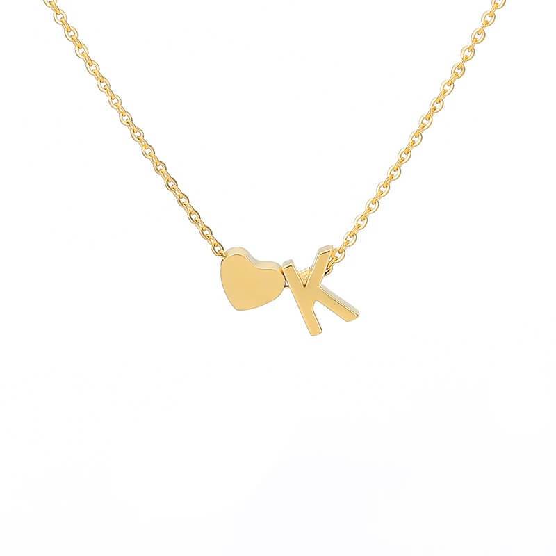 Collana con Iniziale e Cuore Personalizzabile Oro Argento