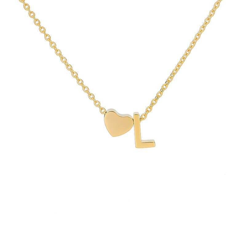 Collana con Iniziale e Cuore Personalizzabile Oro Argento