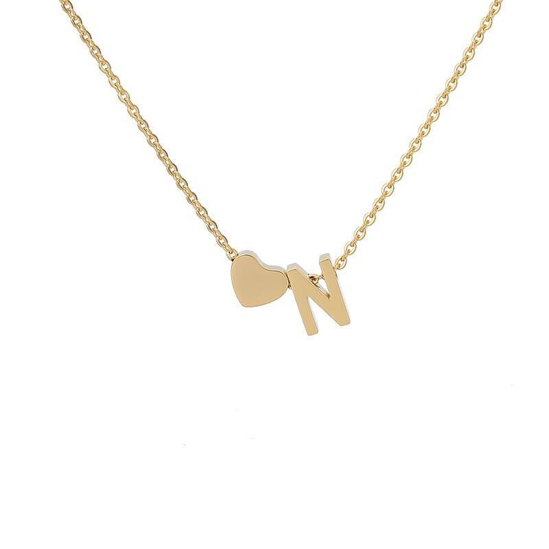 Collana con Iniziale e Cuore Personalizzabile Oro Argento