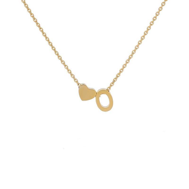 Collana con Iniziale e Cuore Personalizzabile Oro Argento