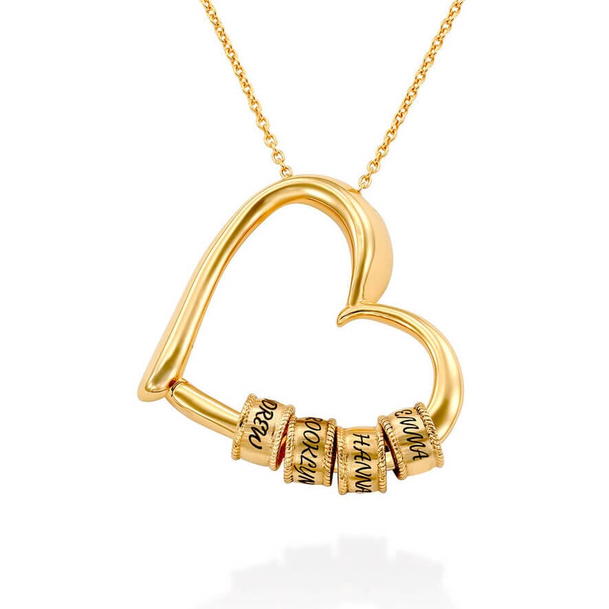 Collana con Nomi Incisi Cuore Acciaio Inox