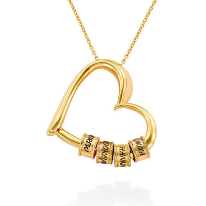 Collana con Nomi Incisi Cuore Acciaio Inox