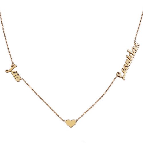 Collana con Nomi Incisi Cuore Oro Argento