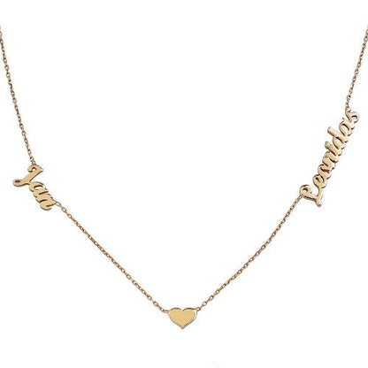 Collana con Nomi Incisi Cuore Oro Argento