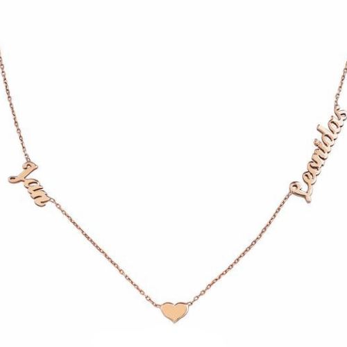 Collana con Nomi Incisi Cuore Oro Argento