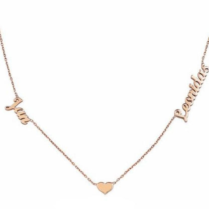 Collana con Nomi Incisi Cuore Oro Argento