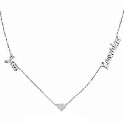 Collana con Nomi Incisi Cuore Oro Argento