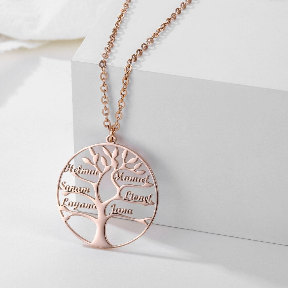 Collana Albero della Vita Personalizzata con Nomi Incisi Oro