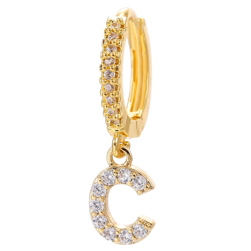 Orecchini con Iniziale Personalizzabile in Acciaio Placcato Oro