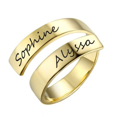 Anello con Nomi Incisi Personalizzato in Acciaio Inossidabile