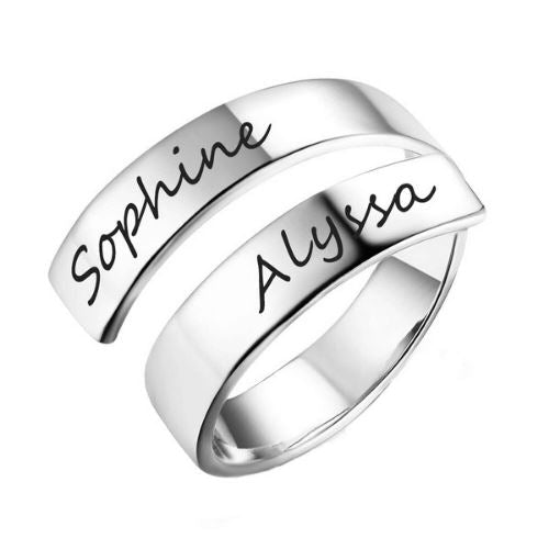Anello con Nomi Incisi Personalizzato in Acciaio Inossidabile