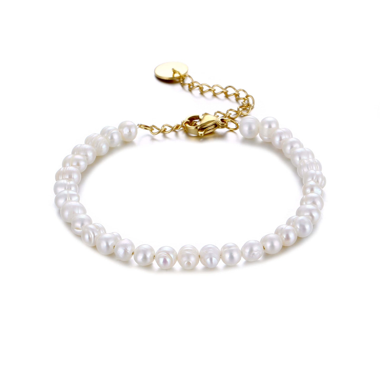 Bracciale Personalizzato con Perle d'Acqua Dolce Oro/Argento