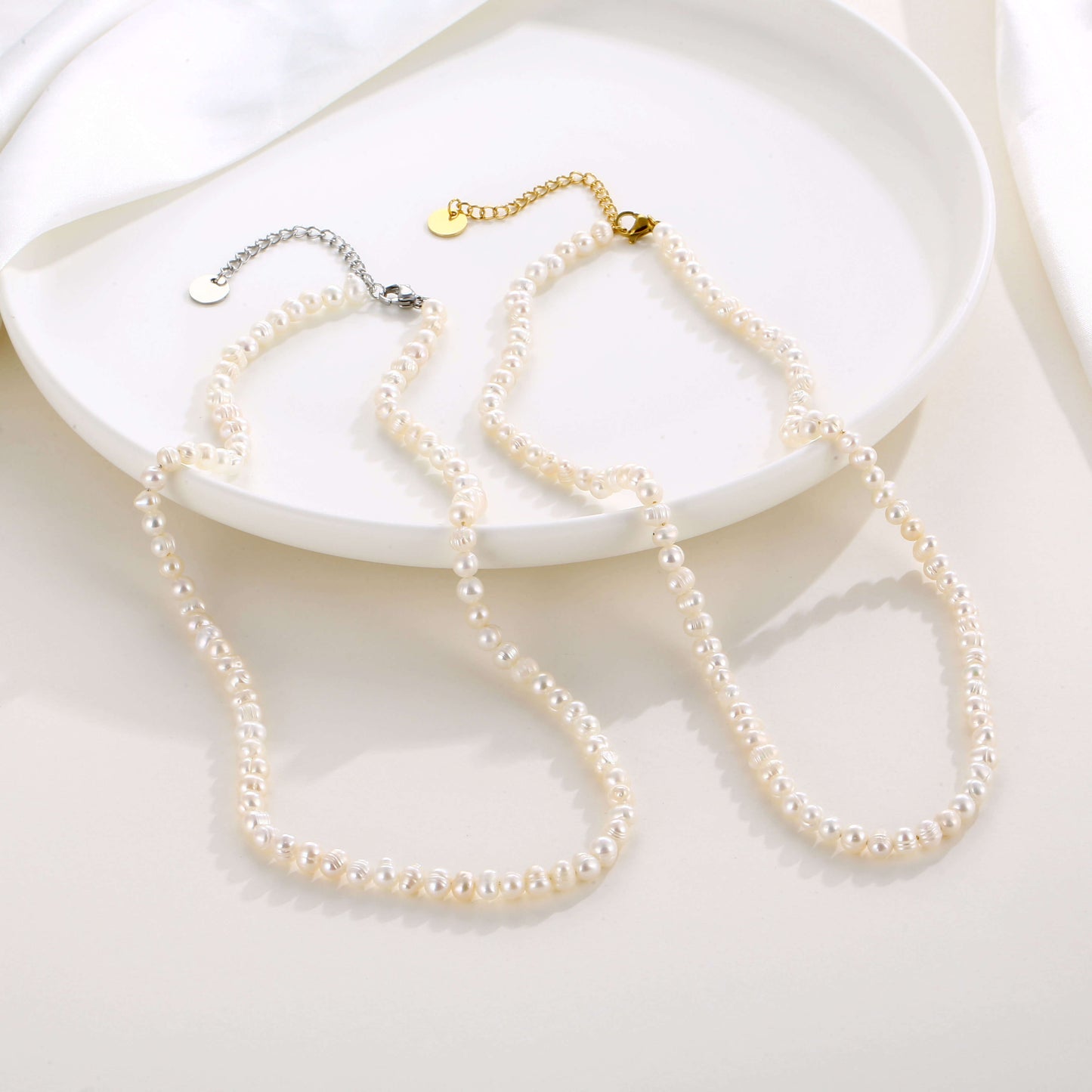 Collana con Nome Perle d'Acqua Dolce Oro Argento