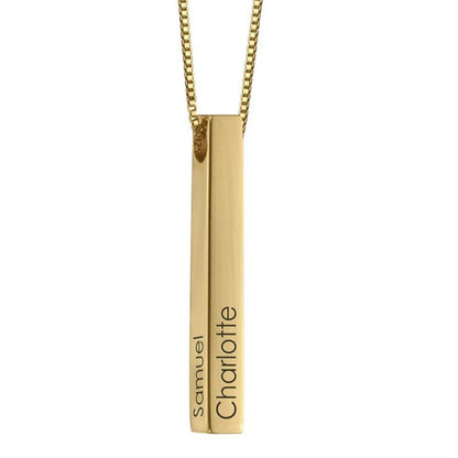 Collana Personalizzata con Nome, Barra Incisa in Acciaio e Oro