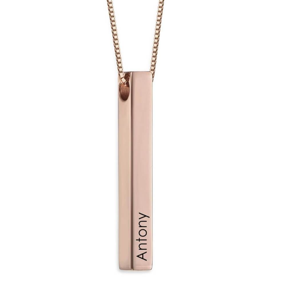 Collana Personalizzata con Nome, Barra Incisa in Acciaio e Oro