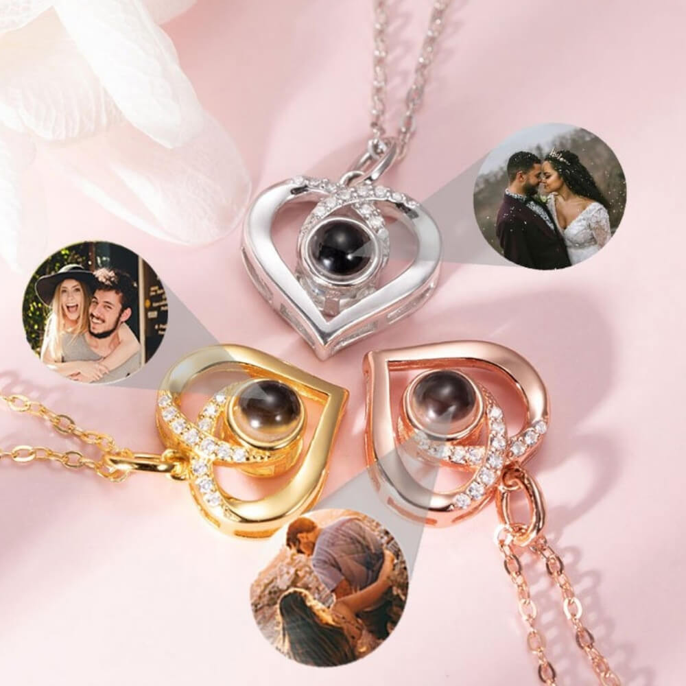 Collana con Foto Proiezione Personalizzata Zirconi Oro Argento