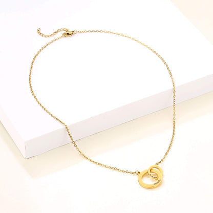Collana con Nome Anelli Intrecciati Incisi Oro Acciaio 316L