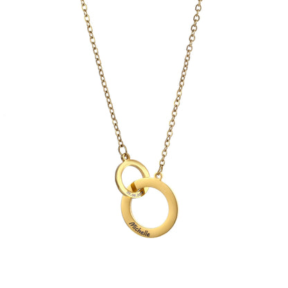 Collana con Nome Anelli Intrecciati Incisi Oro Acciaio 316L