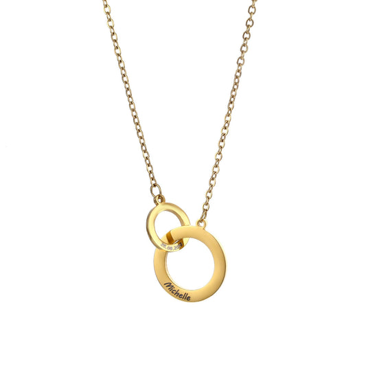 Collana con Nome Anelli Intrecciati Incisi Oro Acciaio 316L