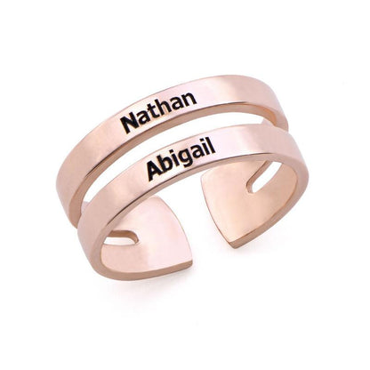 Anello con 2 Nomi Incisi in Acciaio Inossidabile