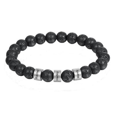 Bracciale Personalizzato con Nomi in Acciaio e Pietre Naturali
