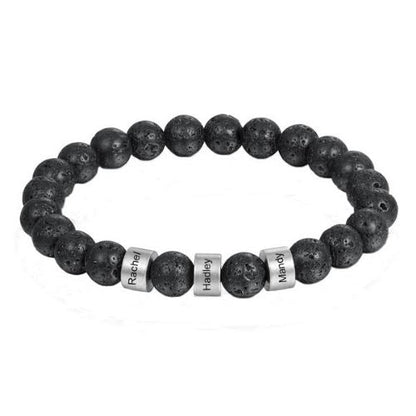Bracciale Personalizzato con Nomi in Acciaio e Pietre Naturali