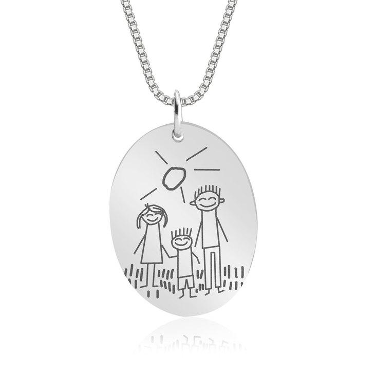 Collana con Disegno Bambino Personalizzata Argento/Oro