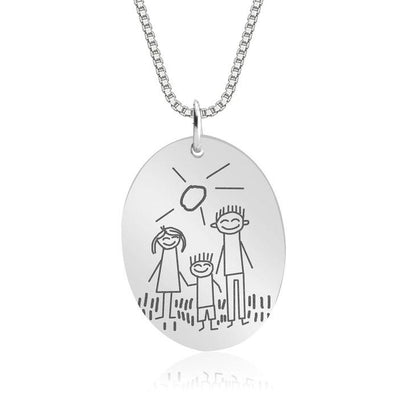 Collana con Disegno Bambino Personalizzata Argento/Oro