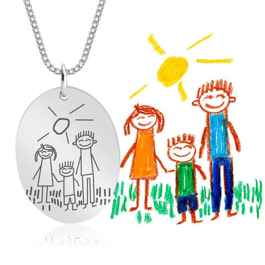 Collana con Disegno Bambino Personalizzata Argento/Oro