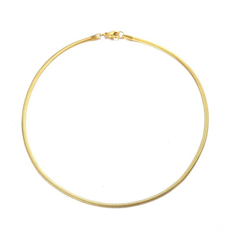 Collana Herringbone 3mm Acciaio Placcato Oro