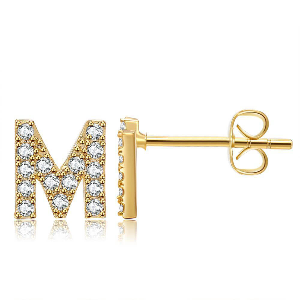 Orecchini con Iniziale in Zirconia Placcati Oro 18K