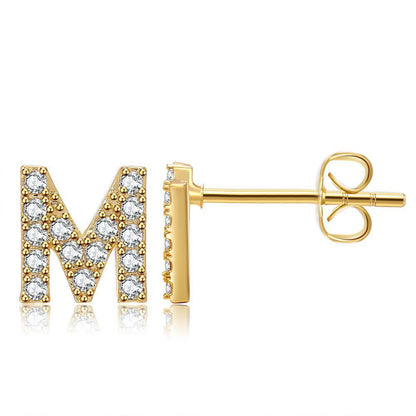Orecchini con Iniziale in Zirconia Placcati Oro 18K