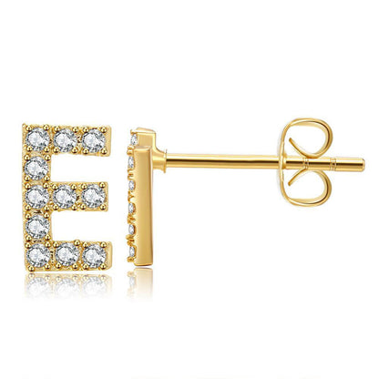 Orecchini con Iniziale in Zirconia Placcati Oro 18K