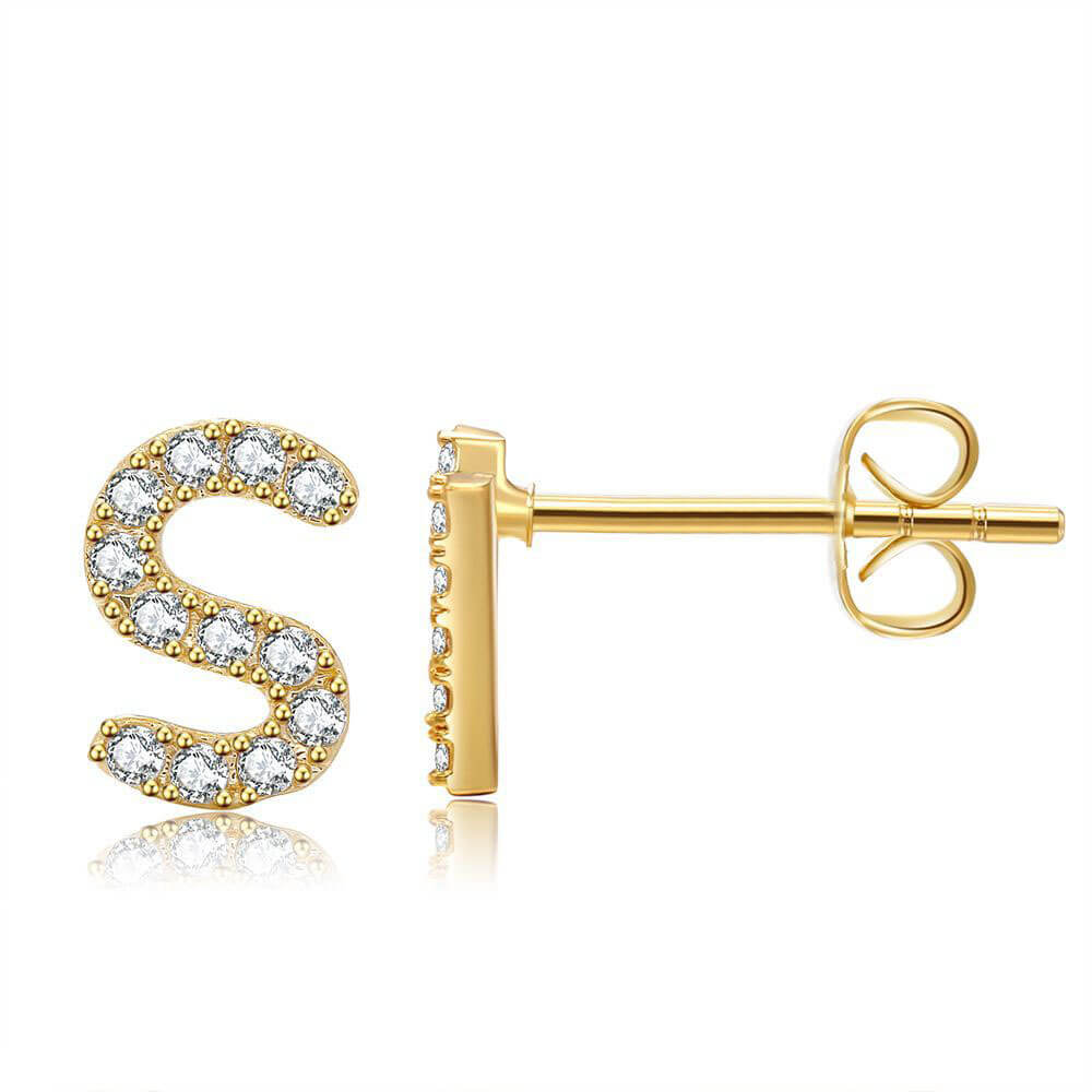 Orecchini con Iniziale in Zirconia Placcati Oro 18K